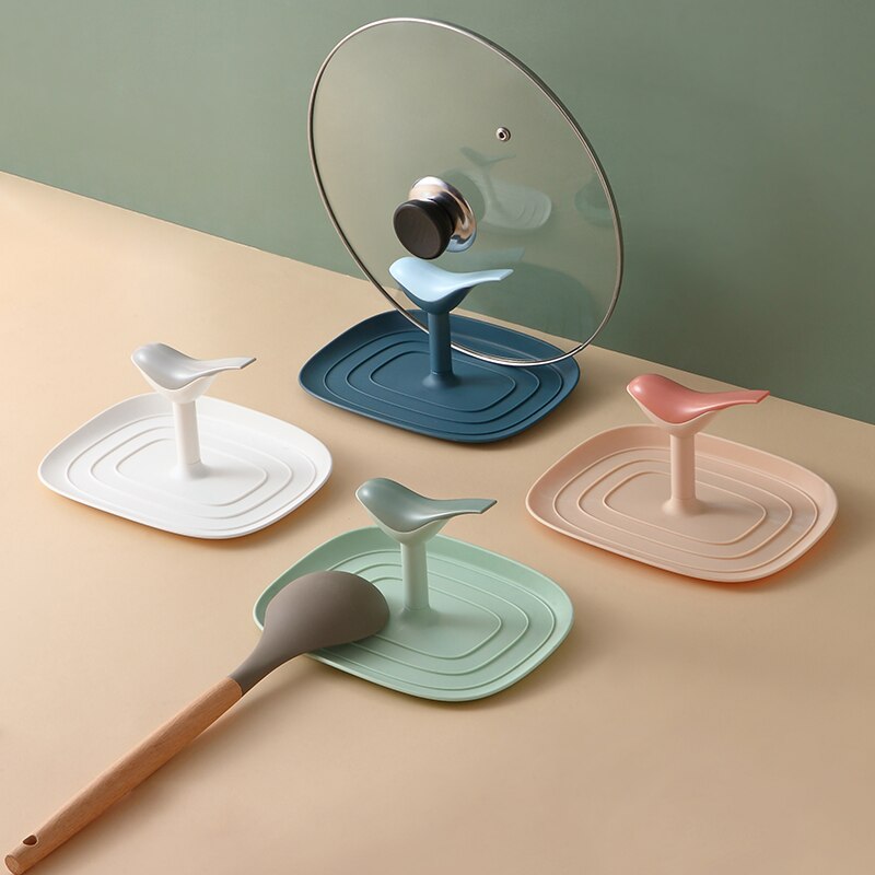 Kitchen Spatula Ladle Shelf Bird Shape Spoon Rest Pot Lid Holder Containers Supplies Rack Cover Strainer Pad Multifunction Stand