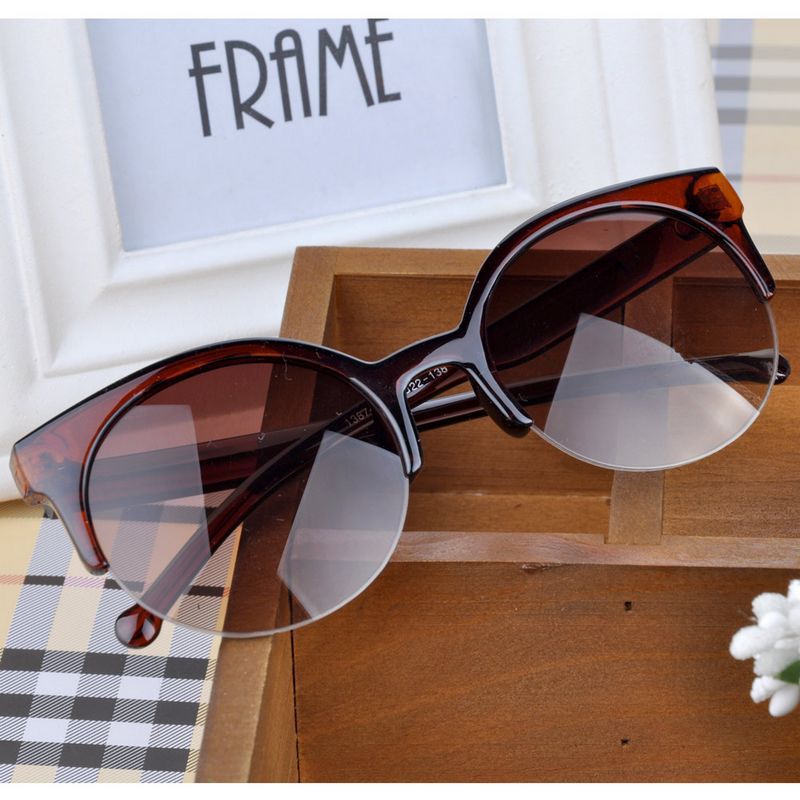 VESTEY Brand Cat Eye Sunglasses Women Classic half Frame Eyewear Black Lens Sun Glasses UV400 Gafas De