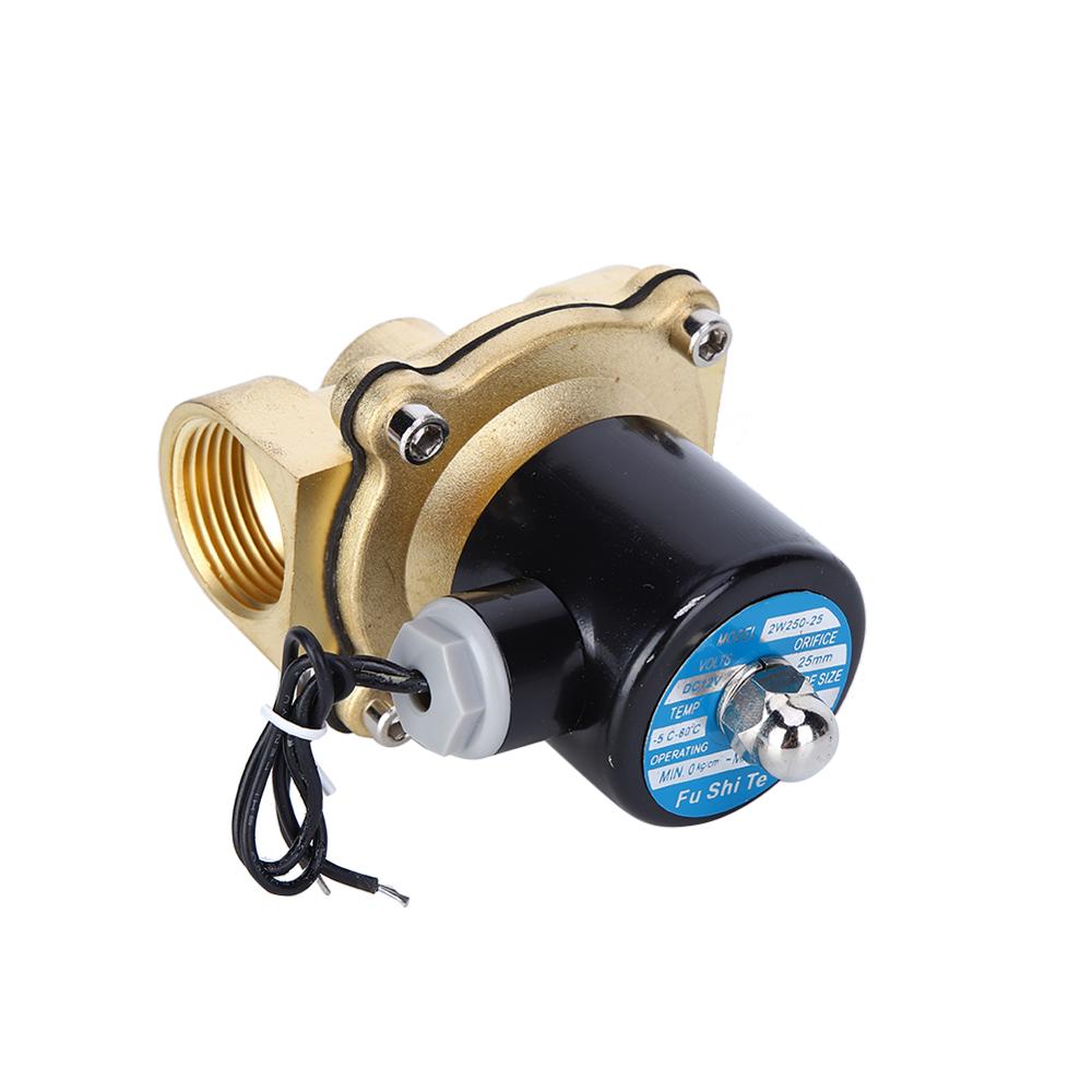Válvula Solenoide eléctrica cc 12V, 1 pulgada, latón, 2 vías, 2 posiciones, válvula magnética eléctrica, aire normalmente cerrado