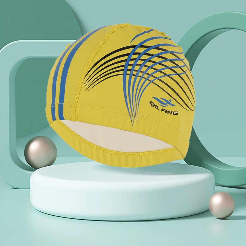 Touca de natação adulta moda impressa proteção de ouvido sem cabeça de corte cabelo longo boné de plutônio para homens e mulheres treinamento touca de natação: Vermelho