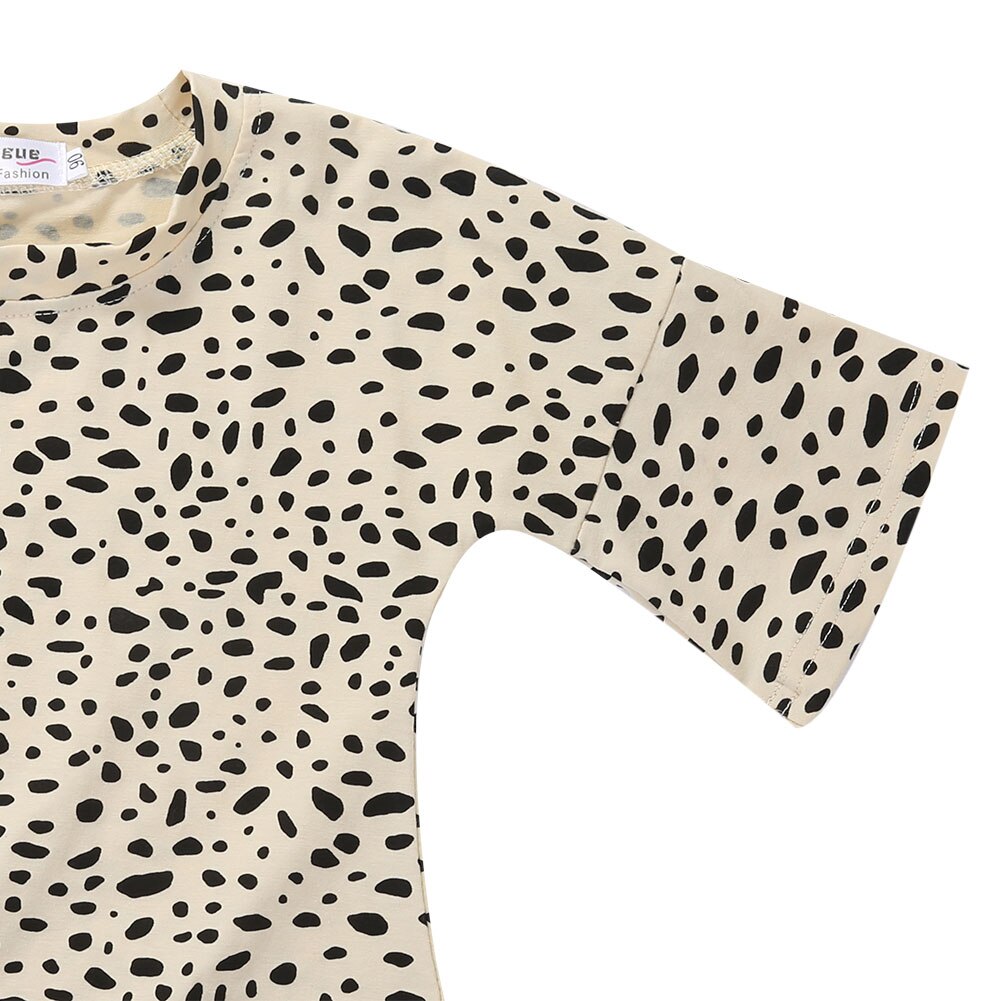 Pudcoco tjej t-shirt 0-5y barn bebis flickor leopardmönstrat 3/4- ärmad topp t-shirt festklänning sundress