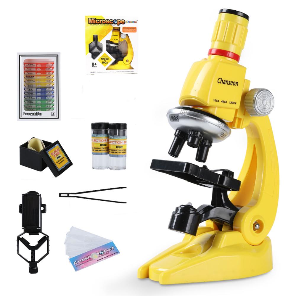 Microscoop Kit Lab Led 100X-400X-1200X Thuis Educatieve Speelgoed Geraffineerde Biologische Met Doos Voor Kinderen Kind