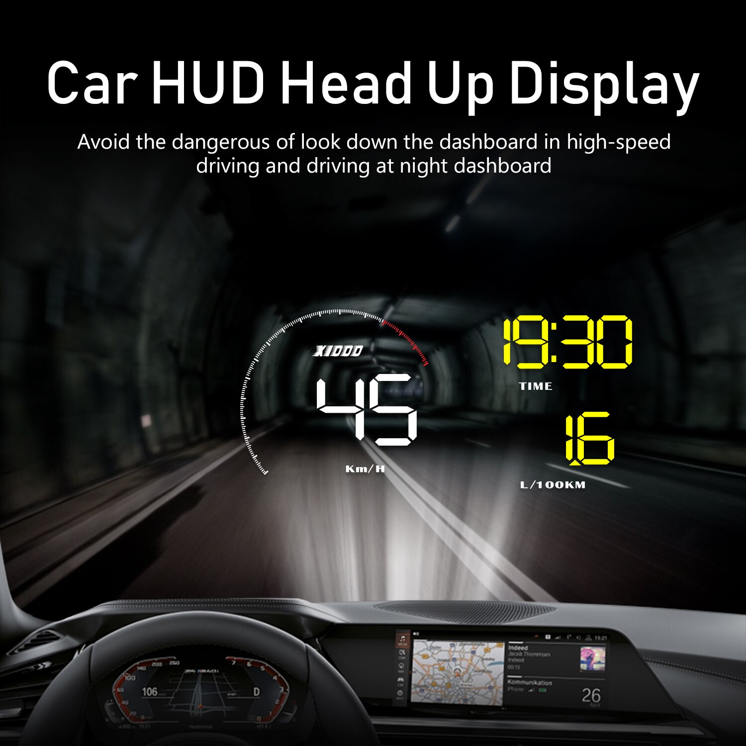 A9 med objektivskærm forrude projektor obd 2 ii euobd bil hud head up display overhastighed advarselssystem spændingsalarm dfdf