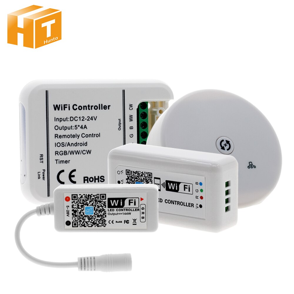 Rgb rgbw rgb-ww-cw wifi led controller  dc12v 24v 16 millioner farver musik og timer wifi kontrol til rgb rgbw led strip.