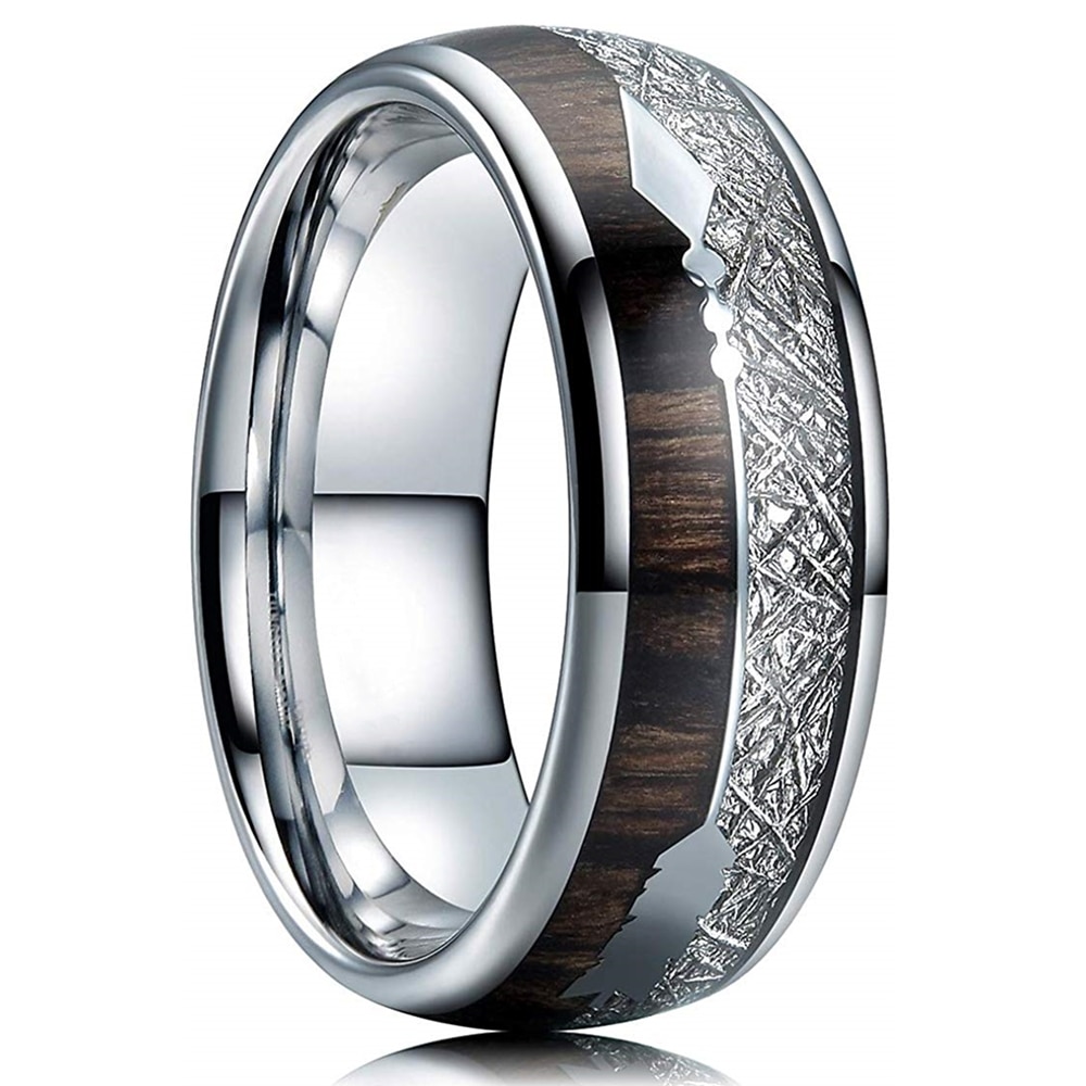 Männer Ring 8Mm Hartmetall Edelstahl Ring Inlay hawaiisch Holz Meteorit Pfeil Hochzeit Band Männer Schmuck Geburtstag Präsentieren: 10