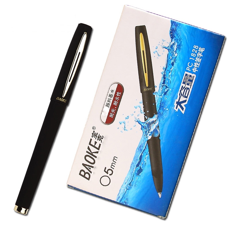 12 pièces BAOKE 0.5mm/0.7mm/1.0mm Gel givré stylo école stylo recharge haute capacité noir Gel encre stylos fournitures scolaires de bureau