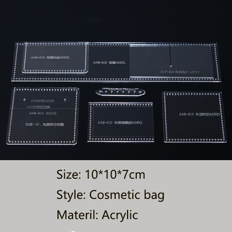 1set DIY leather craft Cosmetic bag sewing pattern Acrylic template 10*10*7cm