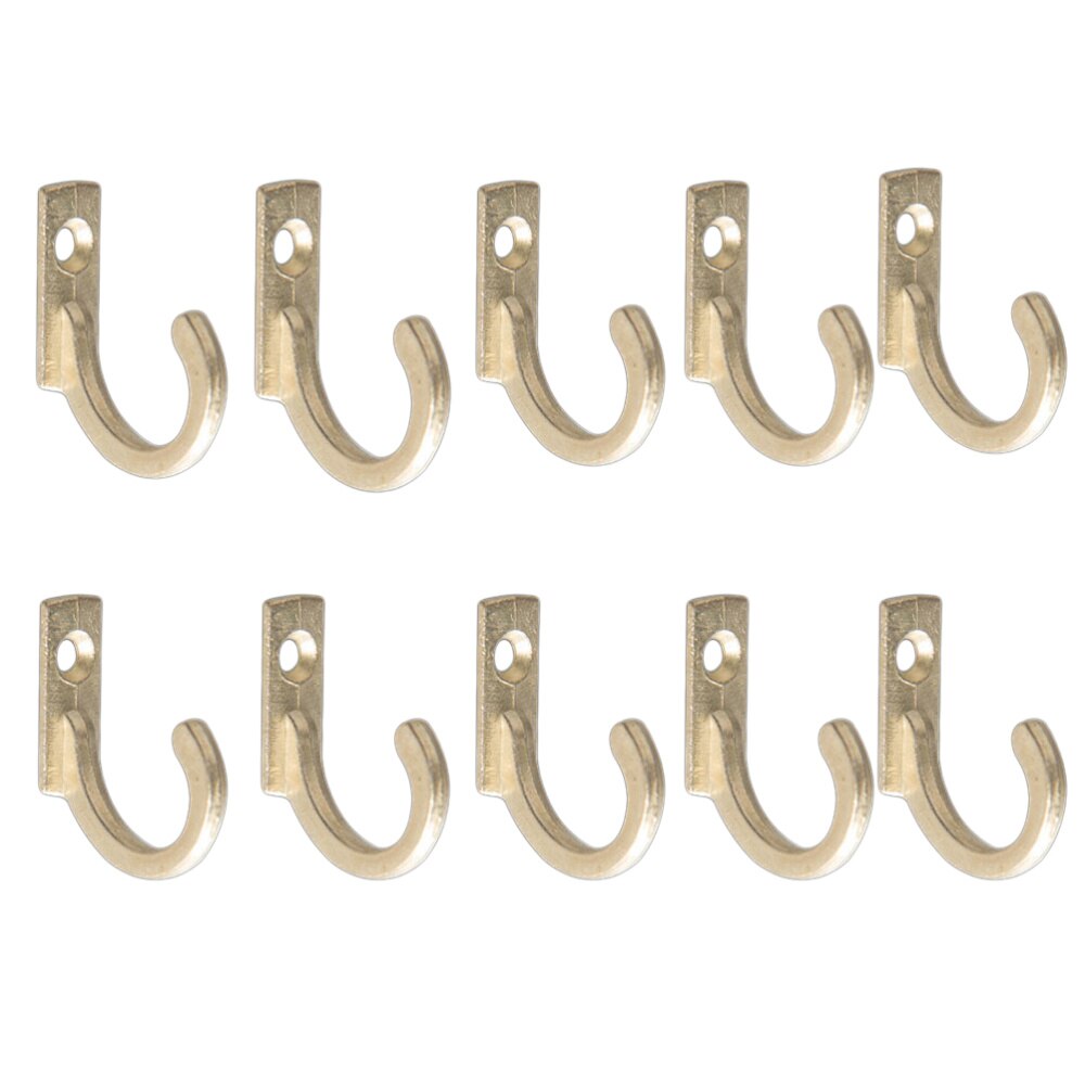 10PCS Single Prong Hook Mini Size Wall Mounted Retro Cloth Hanger for Coats Hats Towels Keys(Bronze): Golden
