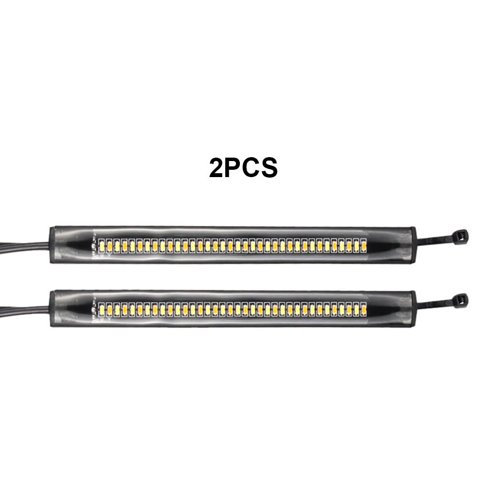 1/2 Pcs Universal Motorcycle Led Light Strip 12V Richtingaanwijzer Drl Amber Wit Moto Flasher Strip Licht Knippert blinker: 2pcs