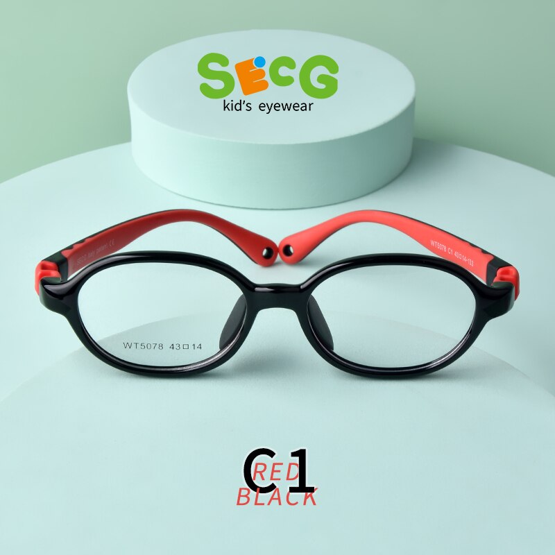Secg, monturas de silicona para gafas para niños y niñas, estudiantes, monturas para miopía súper ligeras y cómodas con gases: Verde
