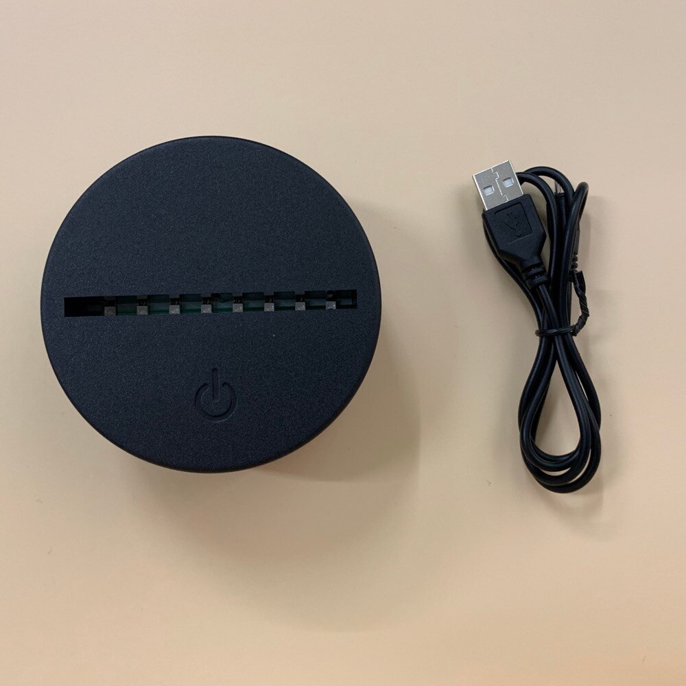 3D LED Night Light Base Glowing USB Cable Touch Sensor Battery Powered Remote Controller Holder 3d LED Night Lamp Base Luminous: black base and cable