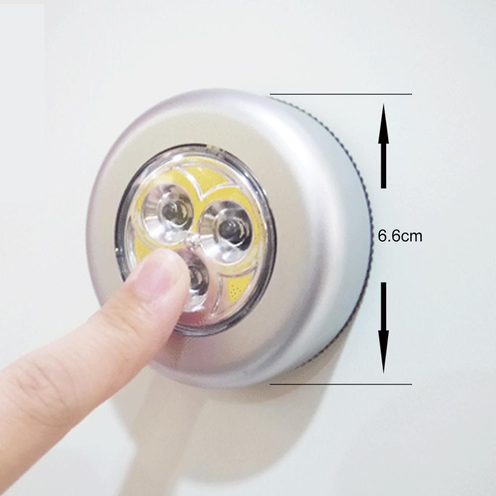 3 leds beröringslampa tak väggskåp ljus stick pat lamp mini led nattljus sensor batteridriven nödlampa vid sängen