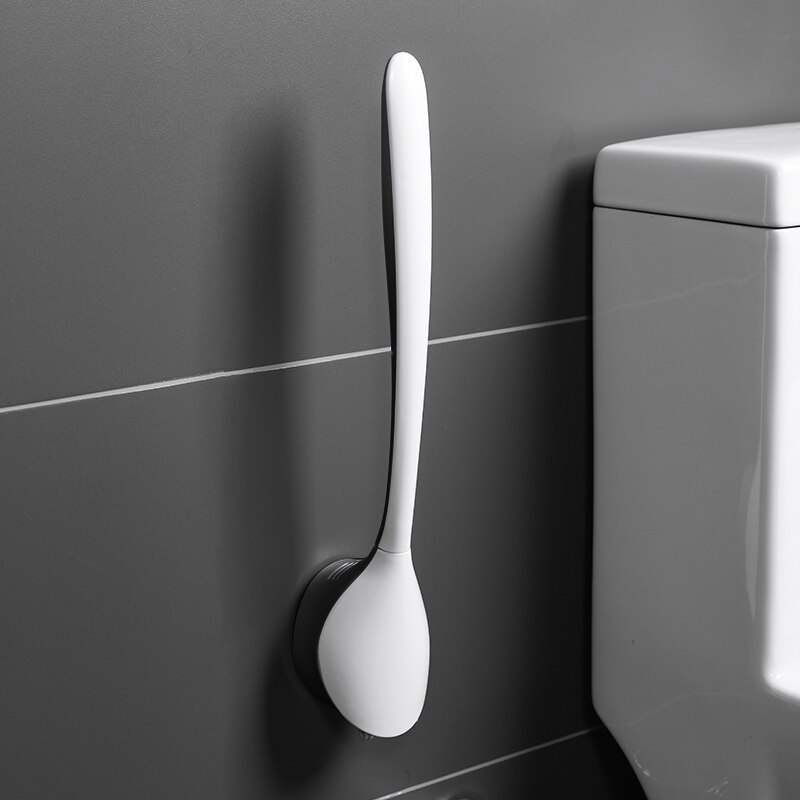 Tpr silikone toiletbørstehovedholder vægmonteret blød rengøringsbørste husholdningsgulv rengøringsværktøj badeværelse tilbehørssæt: Sort