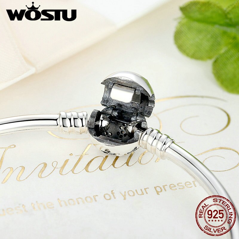 WOSTU Authentic 925 Sterling Silver Charm Bracelet 5 Style Beads Chain Women Bracelet Bangle Fit DIY Charm Fine Jewelry