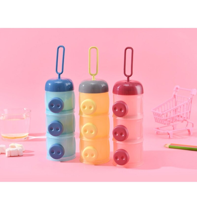 Mignon 3 Couches Compartiment Lait En Poudre Boîte De Rangement Bébé Formule Distributeur Infantile Essentiels Céréales Collations Conteneur
