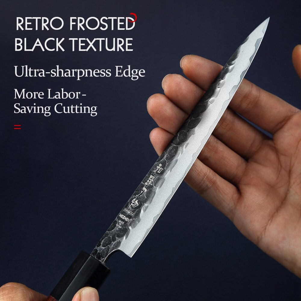 HEZHEN 2PC Kitchen Knife Set 3 Layers Composite Steel Beautiful Box Chef Utility Retro Series Stainless Steel