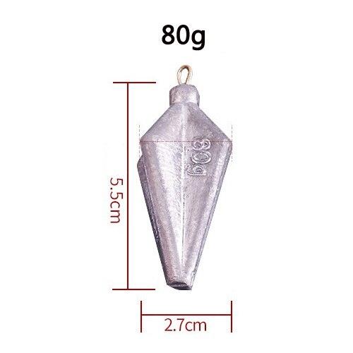 De plomo de 40g, 50g, 60g, 80g, 100g, 120g, 150g, plomo de cuatro esquinas, peso de plomo, tiro dividido en línea, aparejos de pesca, accesorios de gancho 1 pieza: 80g