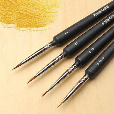 10pcs Hook Line Paint Brush Set Different Models Black Watercolor Soft Hair Oil Painting Extra Fine Hand Painted Brush Stroke: 000 00 0 1