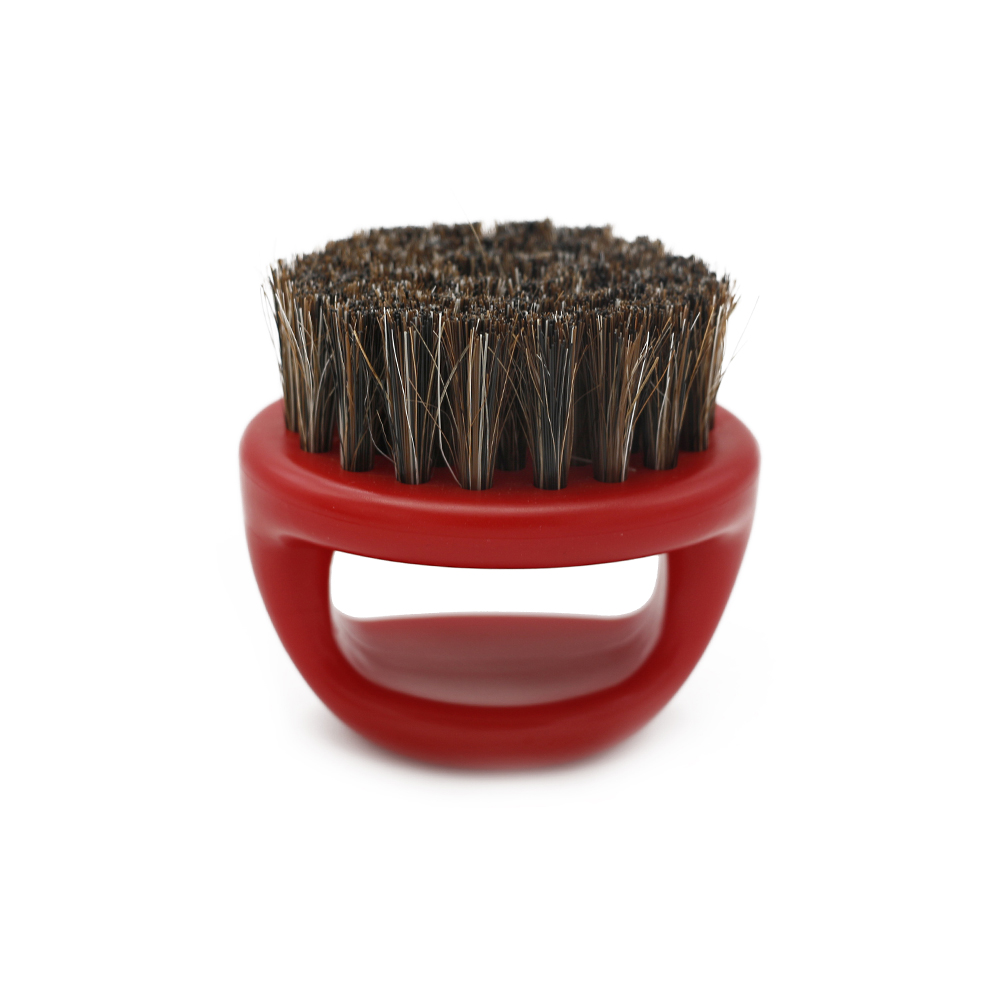 Anillo de barbería, cepillo para el pelo, cerdas de caballo, cepillo para Barba, cepillo de afeitar para hombres, cepillos portátiles para Barba de peluquero, cepillo de limpieza Facial para salón: Naranja