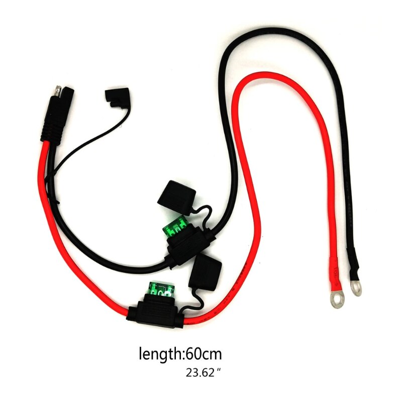 Goupchn Connettore Batteria SAE Con Terminali A O – 10AWG, 60cm, Fusibili 15/20/30A, Per Pannelli Solari E Moto - 2