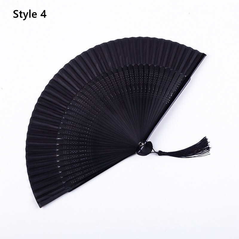 Kinesisk stil sort fan folde ventilator kvindelig klassisk dans fan håndværk fan folde ventilator: Stil 4