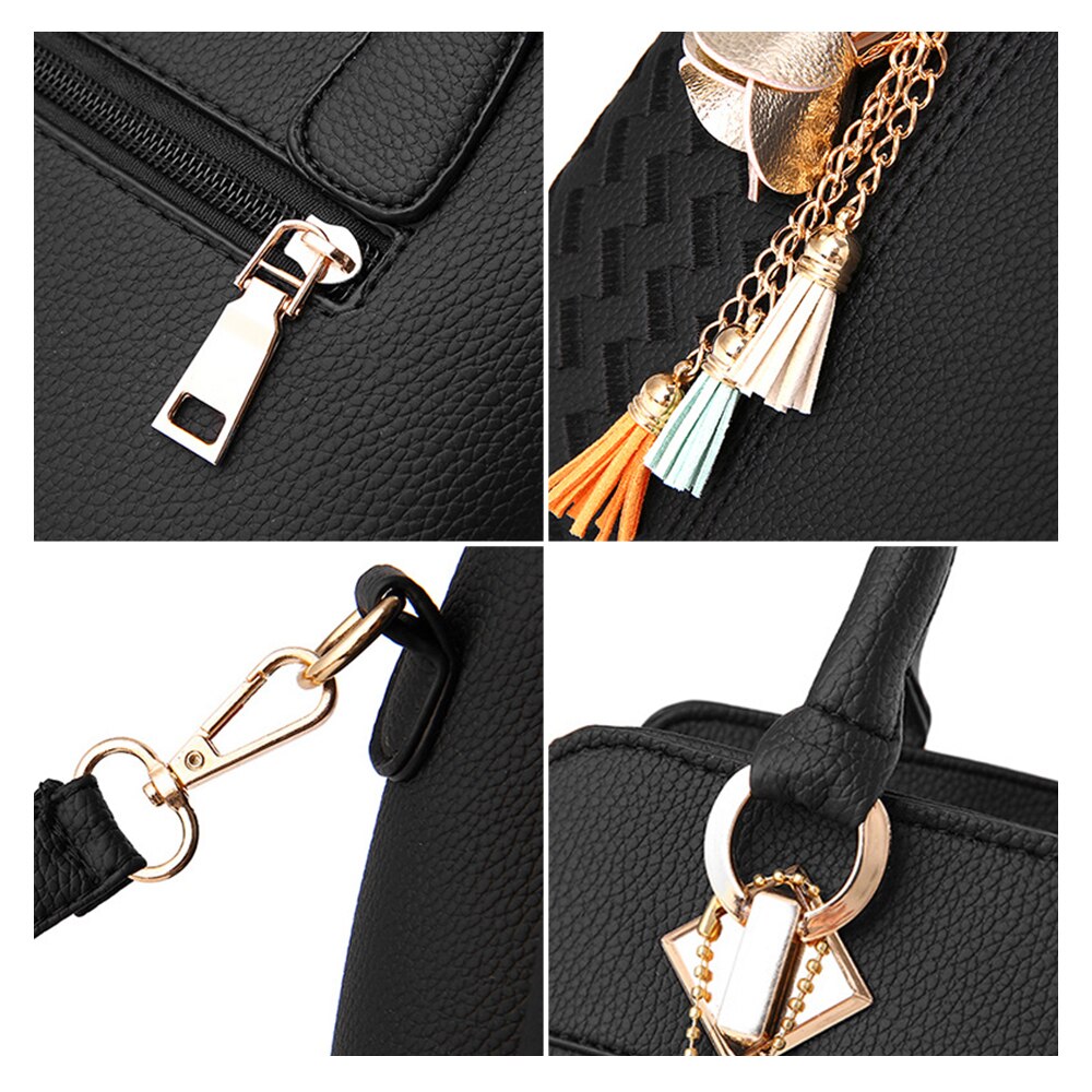 Mode Vrouwen Handtassen Tassel PU Leer Totes Bag Top-handvat Borduurwerk Crossbody Tas Schoudertas Dame Eenvoudige Stijl Hand tassen