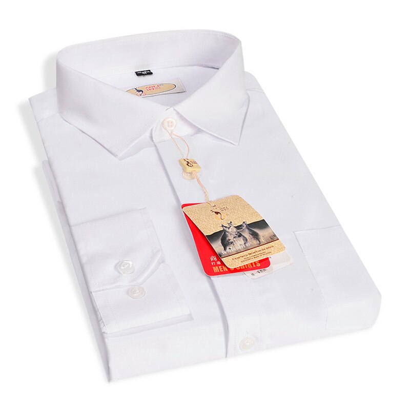 Vår og høst herre arbeidsskjorter merke lange ermede stripete menn kjole skjorter hvite herre skjorter str m -4xl: Hvit / 2xl- tagstørrelse 41