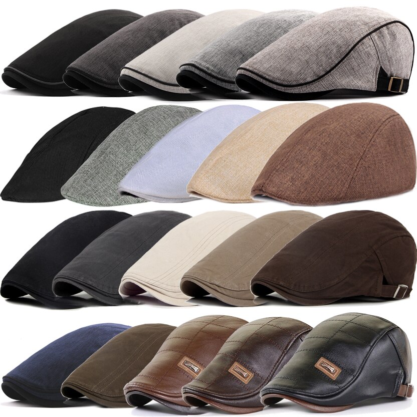 21 tipos hombres boinas primavera otoño invierno a prueba de viento de la calle vendedor de periódicos sombrero de la boina Retro Inglaterra sombrero hombres sombreros alcanzó gorros de pintor