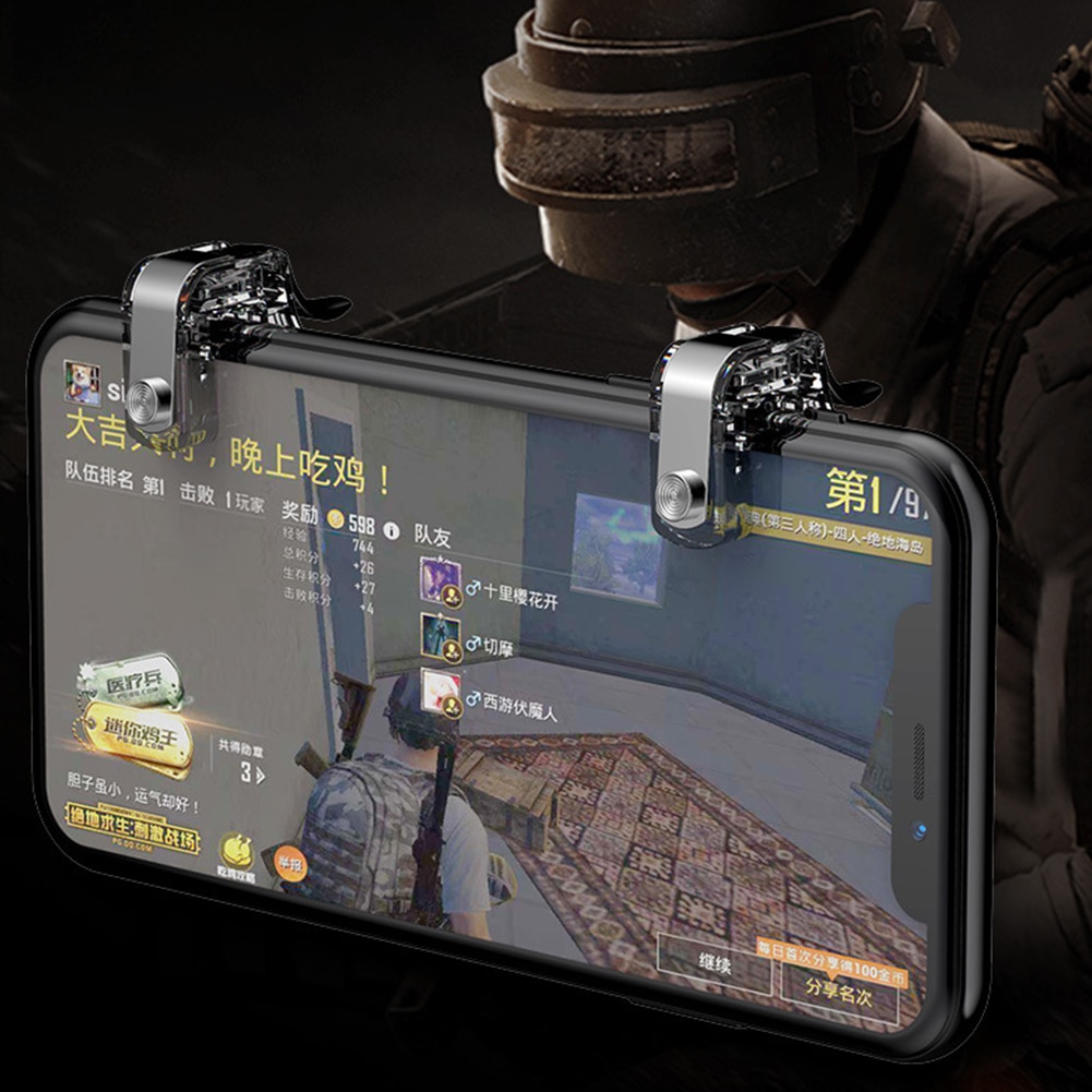 1 paar mini-hulpstuk verwijderbare gaming-triggerhendel controller telefoon games transparante metalen accessoires universele vuurknop