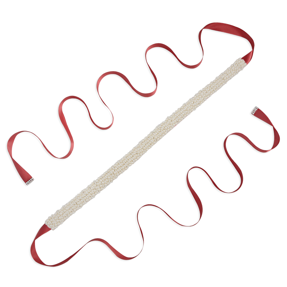 TRiXY S204 de boda de las mujeres cinturones de fajines con cuentas de de noche vestido de novia cintura faja nupcial Correa: wine red