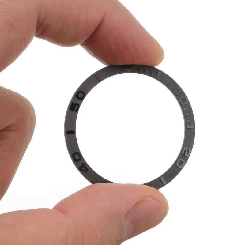 Accesorios de plata y negro para reloj, anillo a prueba de agua de Zirconia, anillo de cerámica con forma de boca, anillo de escala de cerámica, Unisex 38*31,8*1,2mm