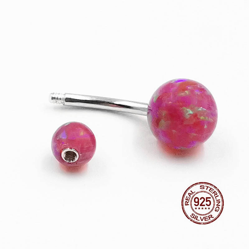 Hellolook – Piercing de nombril Magenta en argent Sterling 925 pour femme, anneau de nombril, opale, Sexy, bijoux