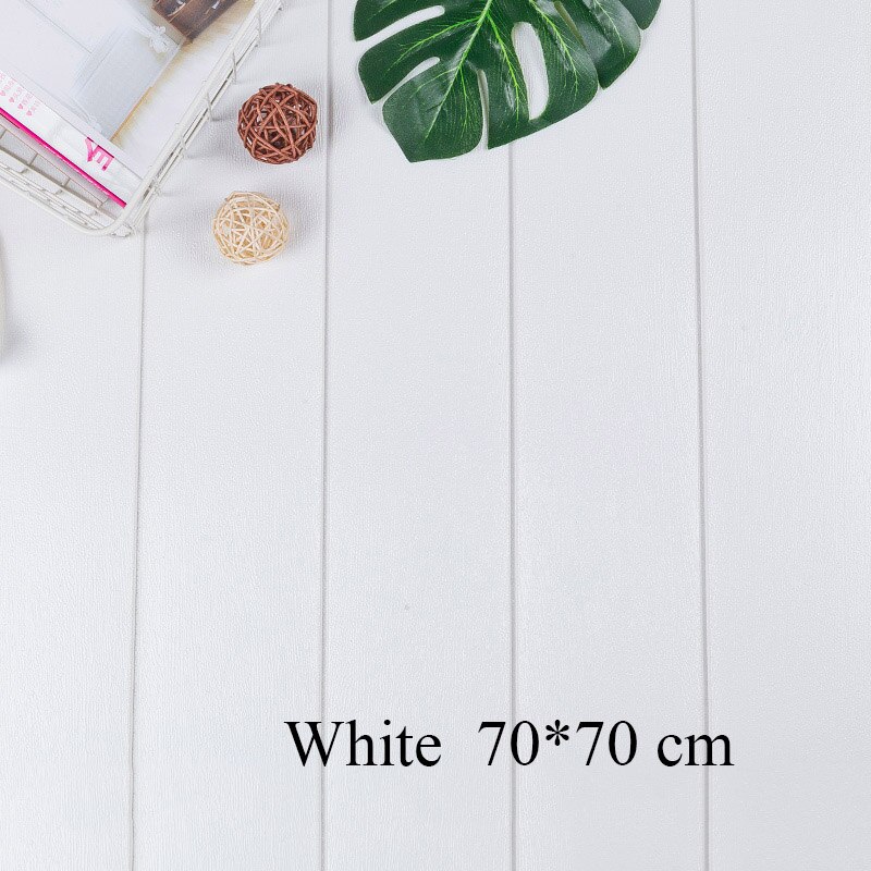 3D Wooden Wall Sticker Living Room Home Decor PE Foam Waterproof Wall Covering Wallpaper For TV Background Kids Room Stickers: White