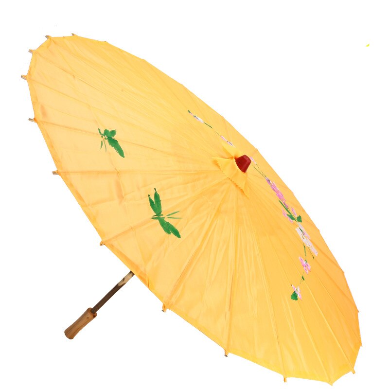 Paraguas de papel con flores impresas chinas, sombrilla tradicional hecha a mano, sombrilla clásica de baile Retro, decoración de: yellow