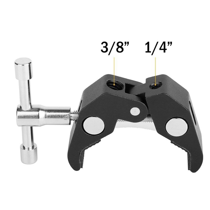 2Pack Super Clamp Crab Klem Fotografie Met/1/4 En 3/8 Inch Schroefdraad Rod Clamp Tangen Clip Voor Dslr rig Camera 'S, 15Mm Staven, L