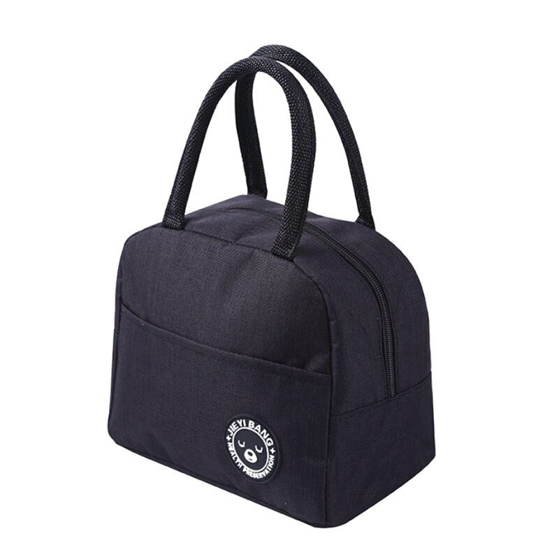 Bolsa de almuerzo reutilizable recipiente aislante para almuerzo bolso de mano para mujeres o trabajo Picnic canotaje playa pesca trabajo: Large Black