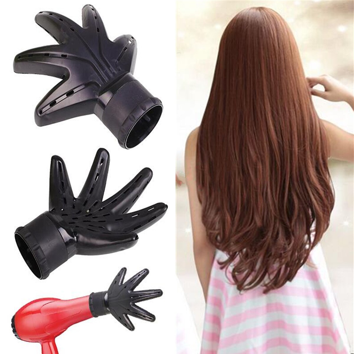 Plastic Black Hand Shape Hair Dryer Diffuser Curly Hair Tool Hairdressing Salon Barber Hairstyling Accessory