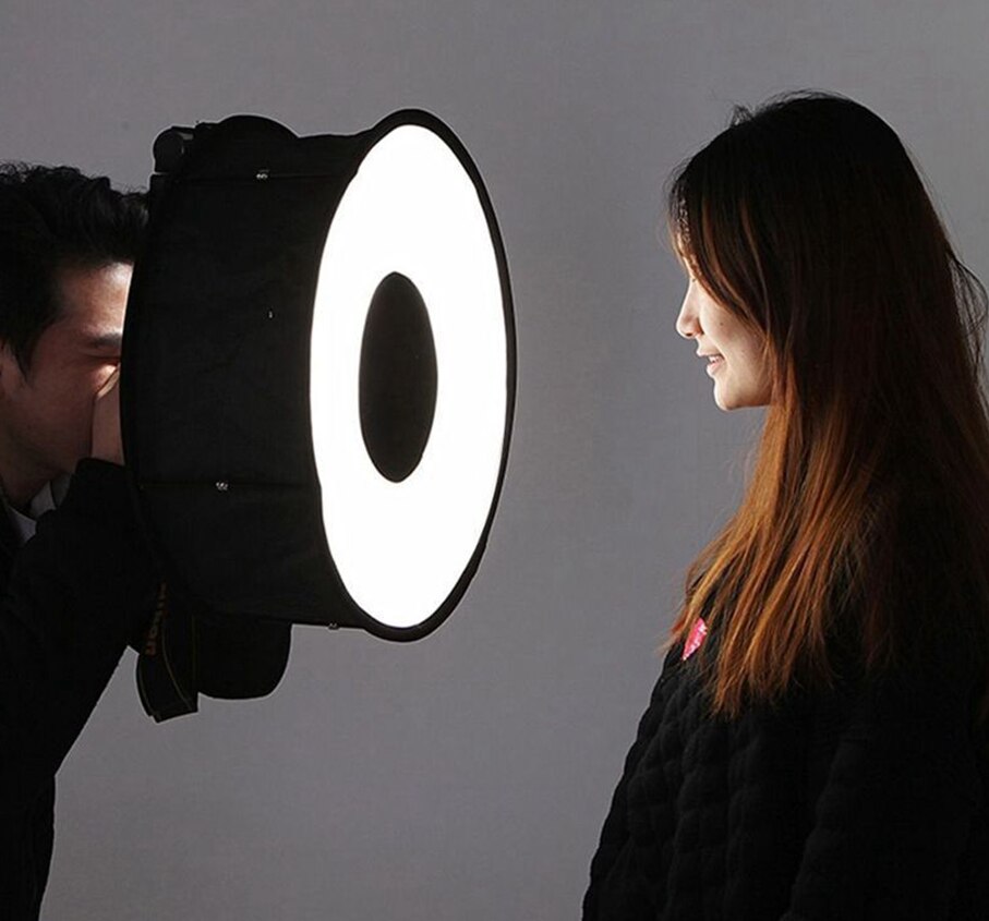 Difusor de luz de Flash Softbox Universal anular accesorios de fotografía plegable Speedlight 45CM