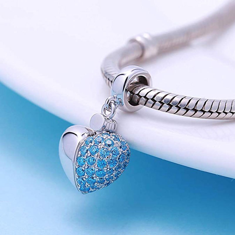 925 Sterling Silver Pendant Heart Beads Fit DIY Charms Silver 925 Original Bracelet Clip Beads For Women Jewelry Making