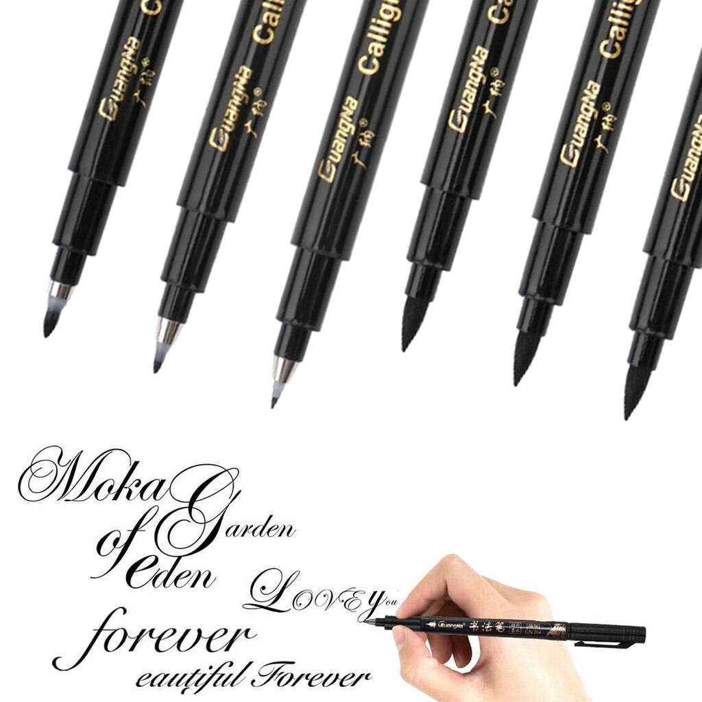 Pluma estilográfica para caligrafía, pluma con diferentes tamaños de puntas suaves/duras, con acuarela y Letras a mano, 6/9x
