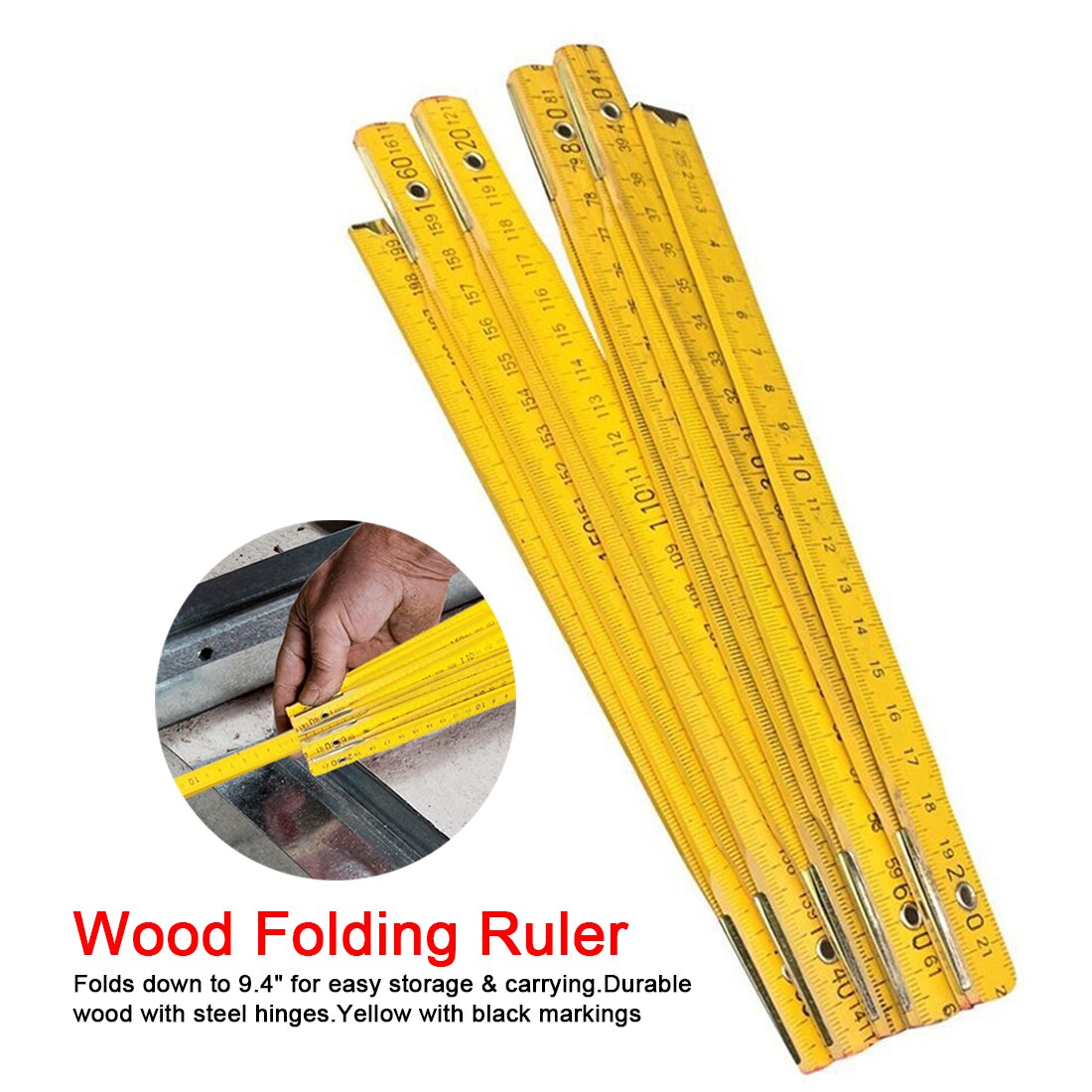 200cm Wooden Yard Stick Folding Ruler Wood Carpenter Metric Measuring Tools