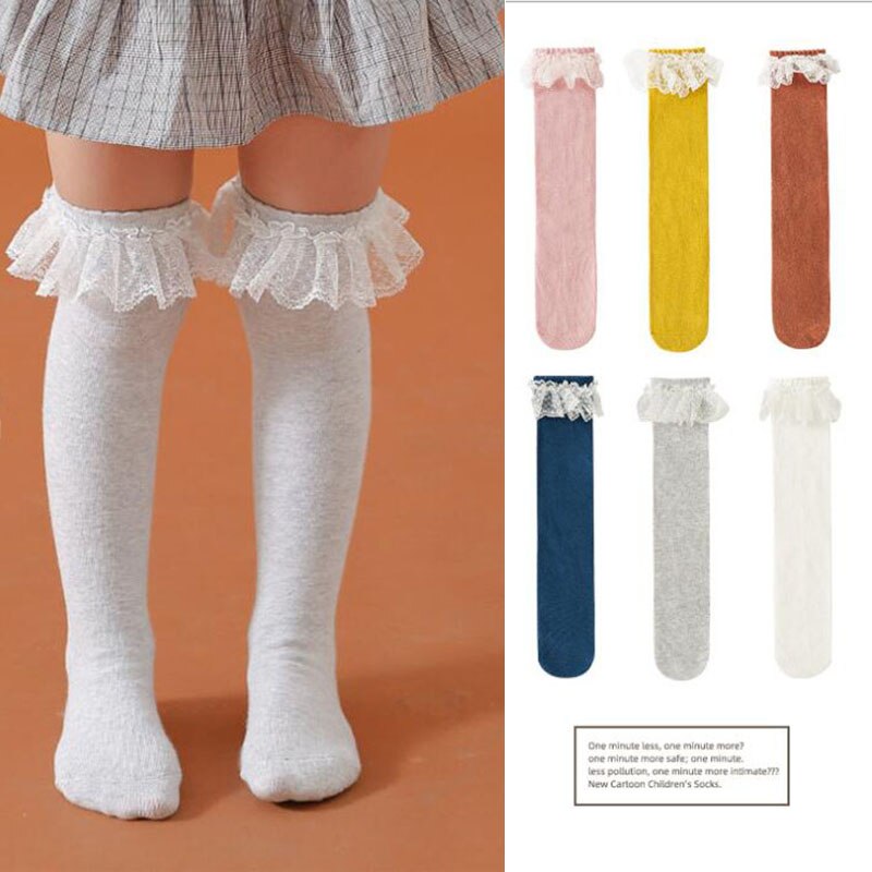 calcetines de niñas bebé largo Calcetines niños de la longitud de la rodilla de algodón suave bebé NIÑOS Calcetines de 1-6 años hasta la rodilla Calcetines