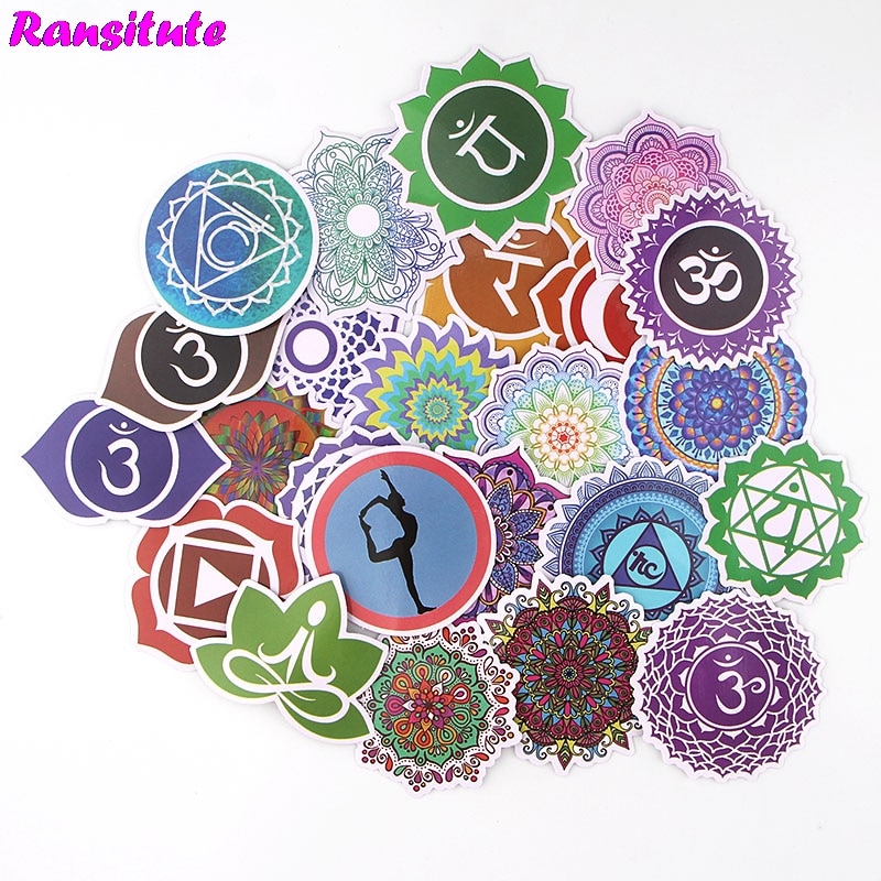 24pcs/set Yoga Sticker Computer Skateboard Luggage Waterproof Sticker JDM Graffiti Applique Cool As Picture R543