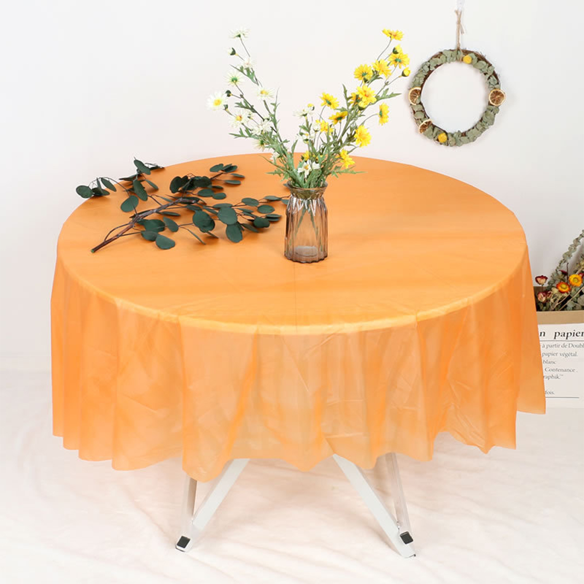 Einfarbige Einweg-Tischdecke, runde Tischdecke, nordische Tischdecke für Zuhause, Hochzeit, Geburtstag, Weihnachten, Party-Dekoration