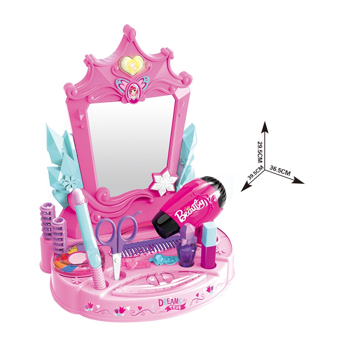 12pz Bambini Giochi Di Imitazione Trucco Parrucchiere Giocattolo con Luce E Suono per I Bambini Giocattoli Educativi Regalo Di Compleanno-rosa Blu