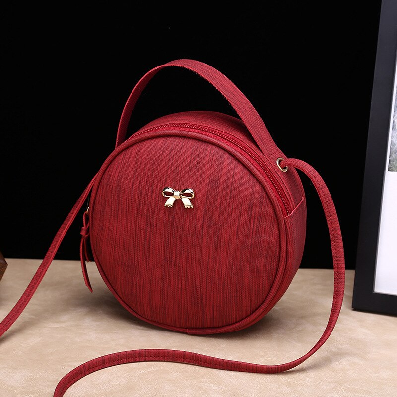 Mode Vrouwen Ronde Tas Lederen Vrouwen Circulaire Crossbody Schouder Messenger Bags Dames Portemonnee Vrouwelijke Bolsa Handtas: Red