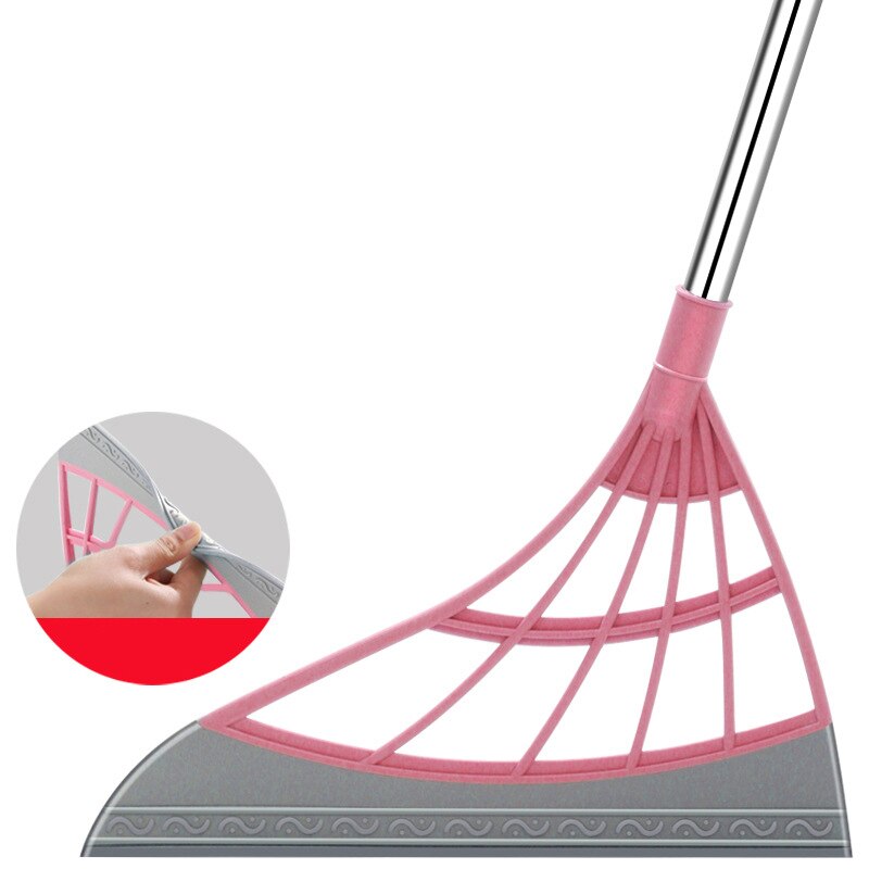 Fregona de silicona para limpiar, escoba, escurridor para suelo, Herramientas de limpieza multifuncionales, varilla telescópica y cabezal de mango de microfibra: Rojo