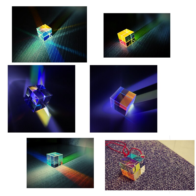 4PCS /Set Color Prism K9 Glass Optical Cube Six-Sided Splitter For Photography Rainbow Physics Experimental Teaching Tools