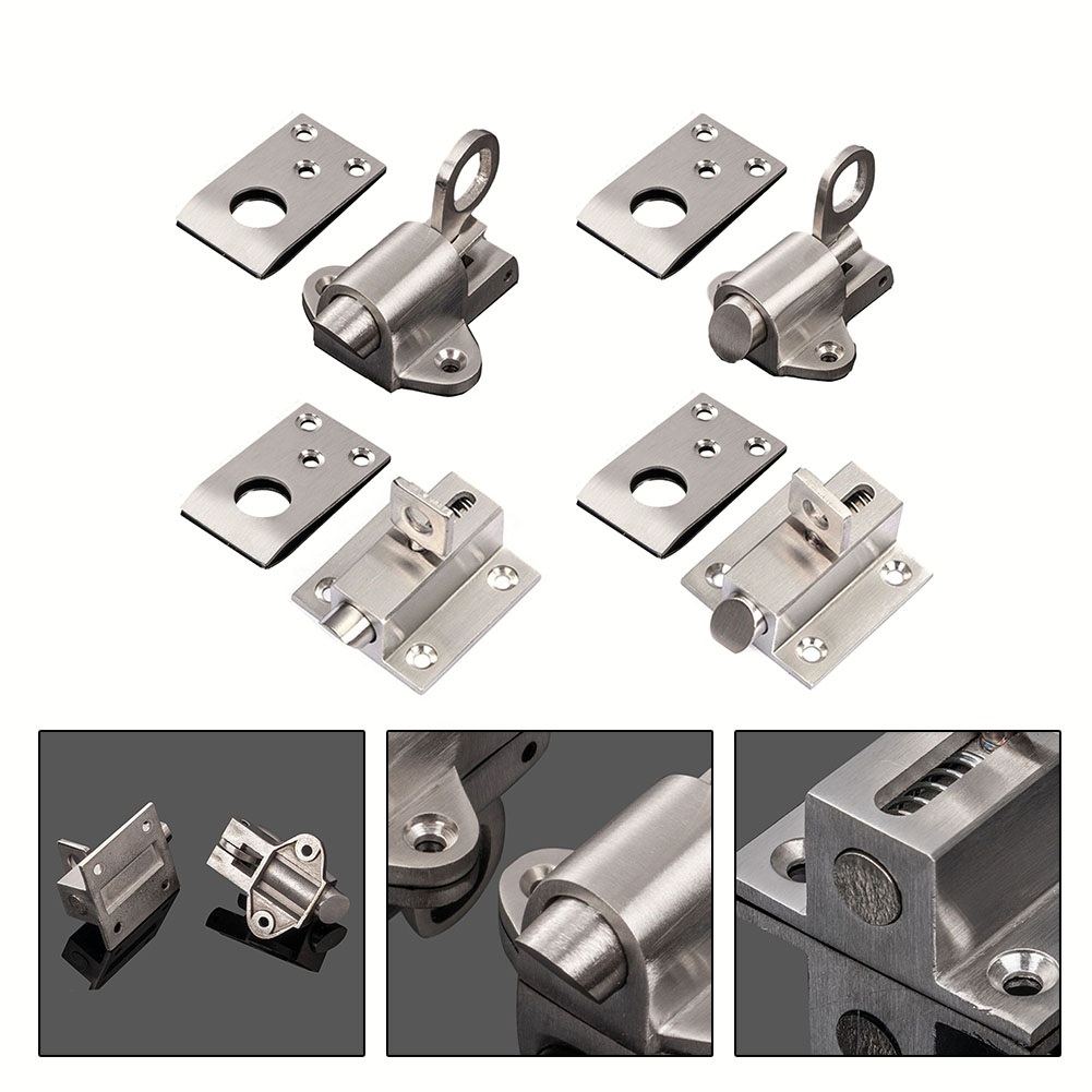 Stainless Steel Spring Latch Lock Anti-Theft Door Latch Automatic Latch Sliding Lock Bolt Hardware Gate Window Safety Lock