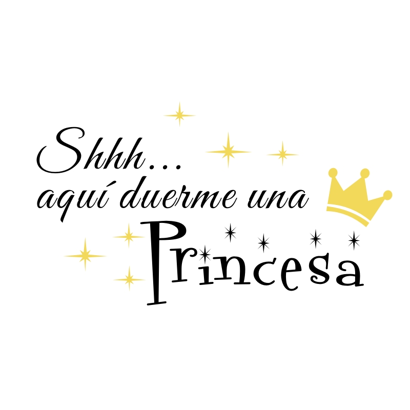 Spansk citat babyværelse klistermærke vinyl væg shhh aqui duerme una princesa med krone kunst dekoration decals: Pige / Hvid